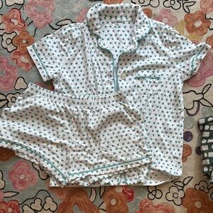 Roller rabbit pjs green hearts size xs